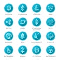 Main cryptocurrency coin signs vector set in flat style Royalty Free Stock Photo