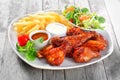 Main Dish with Fried Chicken, Fries and Veggies Royalty Free Stock Photo