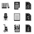 Main document icons set, simple style