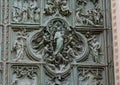 The doors of the Milan Cathedral. Fragment. Duomo Cathedral. Italy Royalty Free Stock Photo