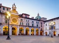 Main downtown of italian city of Brescia near Garda lake called piazza loggia