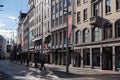 Main downtown street with its buildings captured in Bergen, Norway on a sunny day