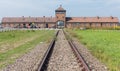 The main entrance of Auschwitz II - Birkenau concentration nazi camp, Poland. Royalty Free Stock Photo