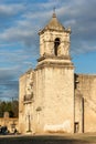 Main entrance and Facade of Mission San Jose in San Antonio, Texas at Sunset