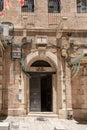 The main entrance fropm street to the monastery of St. Nicholas in Christian quarters in the old city of Jerusalem, Israel Royalty Free Stock Photo