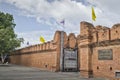 The main entrance gate to the old city center of Chiang Mai, also known as Thapae gate, in northern Thailand.