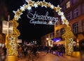 Main entrance gate to Strasbourg Christmas market Royalty Free Stock Photo
