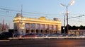 Main entrance of Gorky Park in Moscow, Russia Night view.