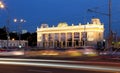 Main entrance of Gorky Park in Moscow, Russia Night view.