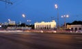 Main entrance of Gorky Park in Moscow, Russia Night view.