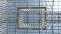 Main entrance hall ceiling of the Rijksmuseum seen from below.