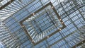 Main entrance hall ceiling of the Rijksmuseum seen from below.