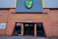 Front on view of the main entrance to Norwich City Football Club