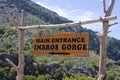 Main Entrance Imbros Gorge Sign Royalty Free Stock Photo