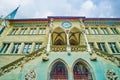 The main entrance loggia with clock in late Gothic style, Rathaus Bern, Switzerland Royalty Free Stock Photo