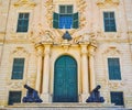 The entrance to Auberge Castille, Valletta, Malta Royalty Free Stock Photo