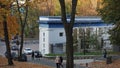 The main entrance to the Dynamo Stadium and the alley of the Mariinsky Park Royalty Free Stock Photo