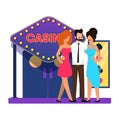 Main Entrance to Gaming Casino, Cartoon Flat