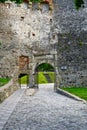 Main entrance to Haapsalu Episcopal Castle. Medieval Castle of Bishop, Estonia.