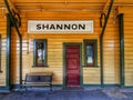 Main entrance to the historic railway station at Shannon in New Zealand