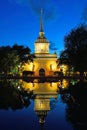 The main entrance to the main Admiralty building with reflection