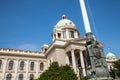 Main entrance to the National Assembly of the Republic of Serbia in Belgrade. Also known as Narodna Skupstina