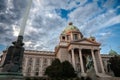 Main entrance to the National Assembly of the Republic of Serbia in Belgrade.