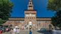 Main entrance to the Sforza Castle - Castello Sforzesco timelapse hyperlapse, Milan, Italy Royalty Free Stock Photo