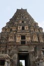 The main entrance tower or the east facing giant tower, Gopura, Virupaksha Temple, Hampi, karnataka. Sacred Center. View from the