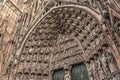 Main etrance and portal view of Cathedrale Notre-Dame de Strasbourg