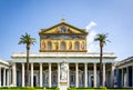 The main facade of the Basilica of Saint Paul outside the walls in Rome Royalty Free Stock Photo