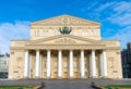 Main facade of The Bolshoi Theatre in Moscow, Russia.