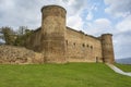 Main facade of the castle of the town of El Barco. Castilla la Mancha. Spain