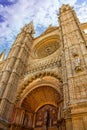 Main facade of the cathedral of Palma de Mallorca.