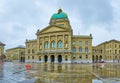 The main facade of Federal Palace on Bundesplatz square in Bern, Switzerland