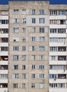 Main facade of multi-apartment large-panel residential building soviet architecture houses.