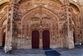 Main facade of the New Cathedral of Salamanca. Profuse details among which the reliefs of the Nativity and Epiphany scenes Royalty Free Stock Photo