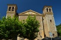 Main Facade Of The New Church Of San Vicente In The Village Of Potes. Nature, Architecture, History, Travel.