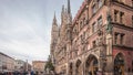 Main facade of the New Town Hall building at the northern part of Marienplatz day to night transition in Munich, Germany Royalty Free Stock Photo