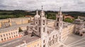Main facade of the royal palace in Mafra, Portugal, May 10, 2017. Aerial view. Royalty Free Stock Photo