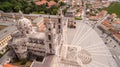 Main facade of the royal palace in Marfa, Portugal, May 10, 2017. Aerial view. Royalty Free Stock Photo