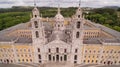 Main facade of the royal palace in Marfa, Portugal, May 10, 2017. Aerial view. Royalty Free Stock Photo