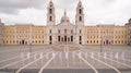 Main facade of the royal palace in Marfa, Portugal, May 10, 2017. Aerial view. Royalty Free Stock Photo