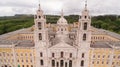 Main facade of the royal palace in Marfa, Portugal, May 10, 2017. Aerial view. Royalty Free Stock Photo