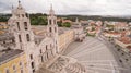 Main facade of the royal palace in Marfa, Portugal, May 10, 2017. Aerial view. Royalty Free Stock Photo