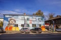 Kirzhach city, Vladimir Region, Russia, house with a portrait of cosmonaut Yuri Gagarin cosmonaut. Royalty Free Stock Photo