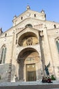 The main fasade of the Duomo Cattedrale di S. Maria Matricolare cathedral in Verona, Italy