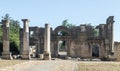 The main fasade in ruins of the Big Sinagogue of the Talmudic Period in Bar`am National Park in Israel.