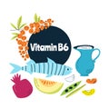 The main food sources of vitamin B6. Healthy food concept.