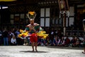 Bhutanese Cham masked dance, Buddhist lama dance, Bumthang, central Bhutan. Royalty Free Stock Photo
